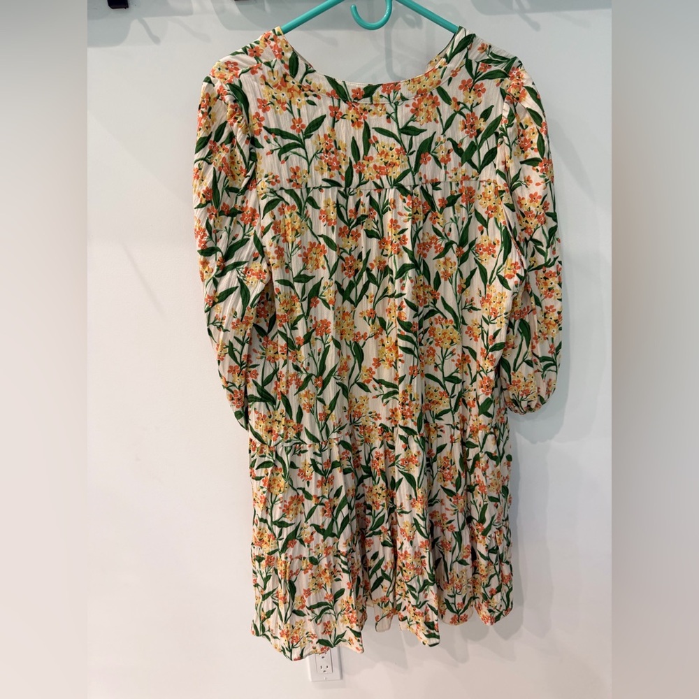 Tuckernuck Cream Floral Mini Dress with Orange and Green Print - Picture 6 of 6